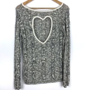 Windsor Gray Cable Knit Heart Cut Out Back